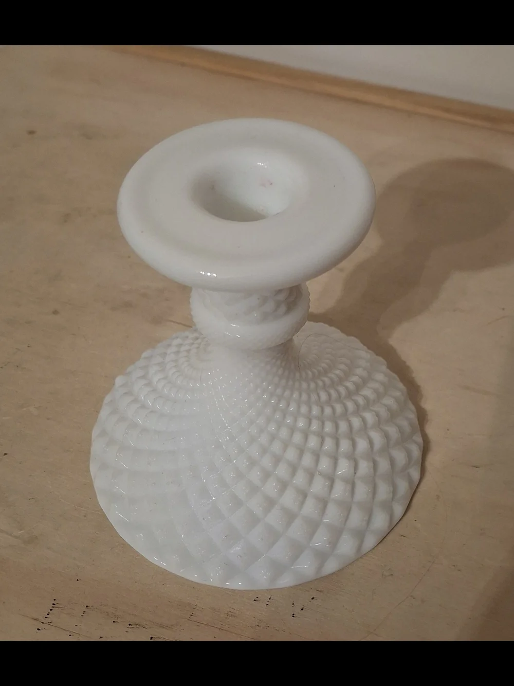 Vintage Westmoreland English Hobnail Milk Glass candle holder, diamond pattern